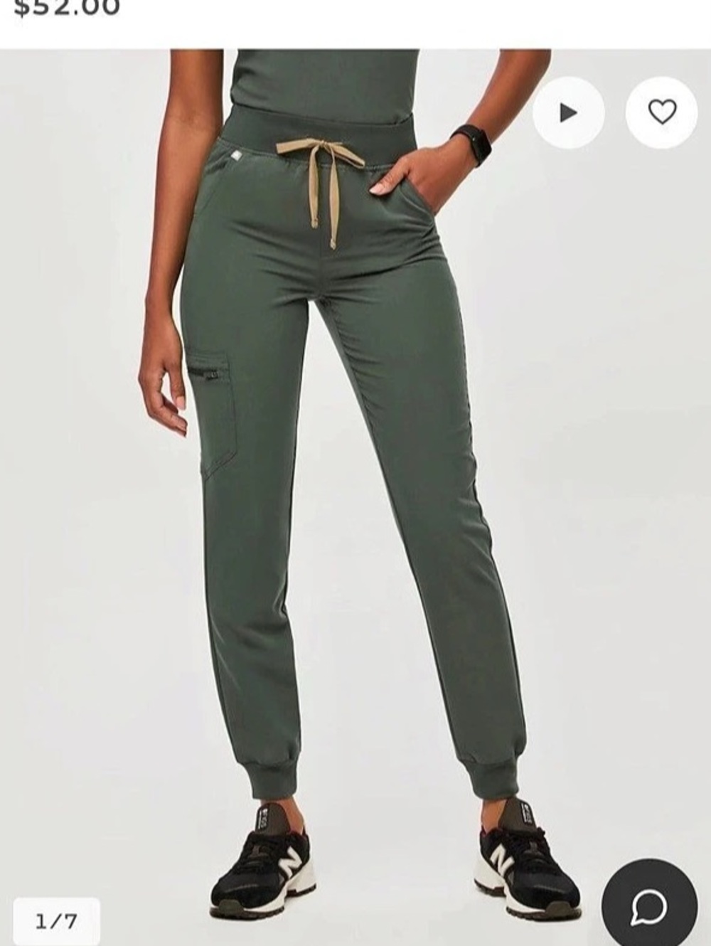 FIGS XLP Zamora High-Rise Jogger Scrub Pant in Moss
